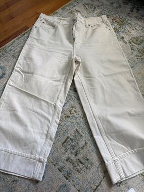Universal Thread Women's Cropped Wide-Leg Jeans in White